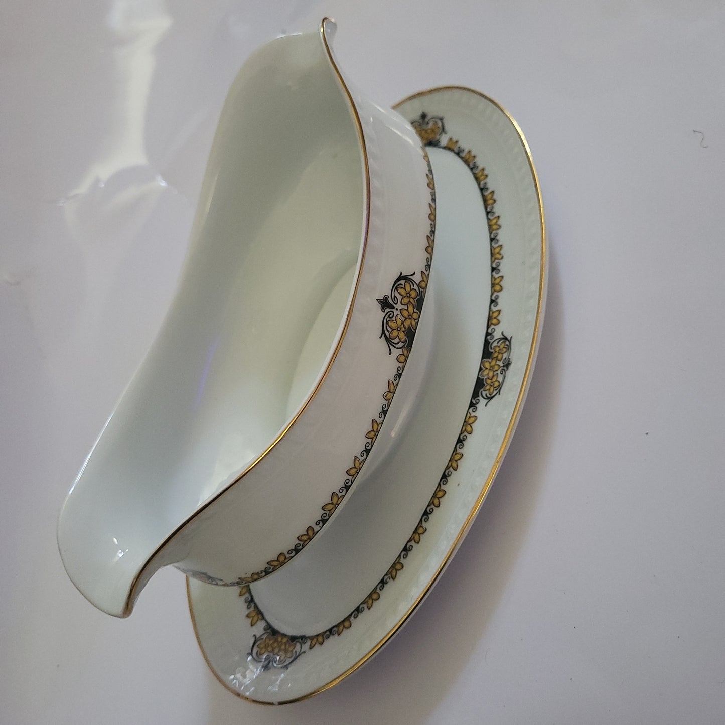 Silesia gravy boat floral pattern