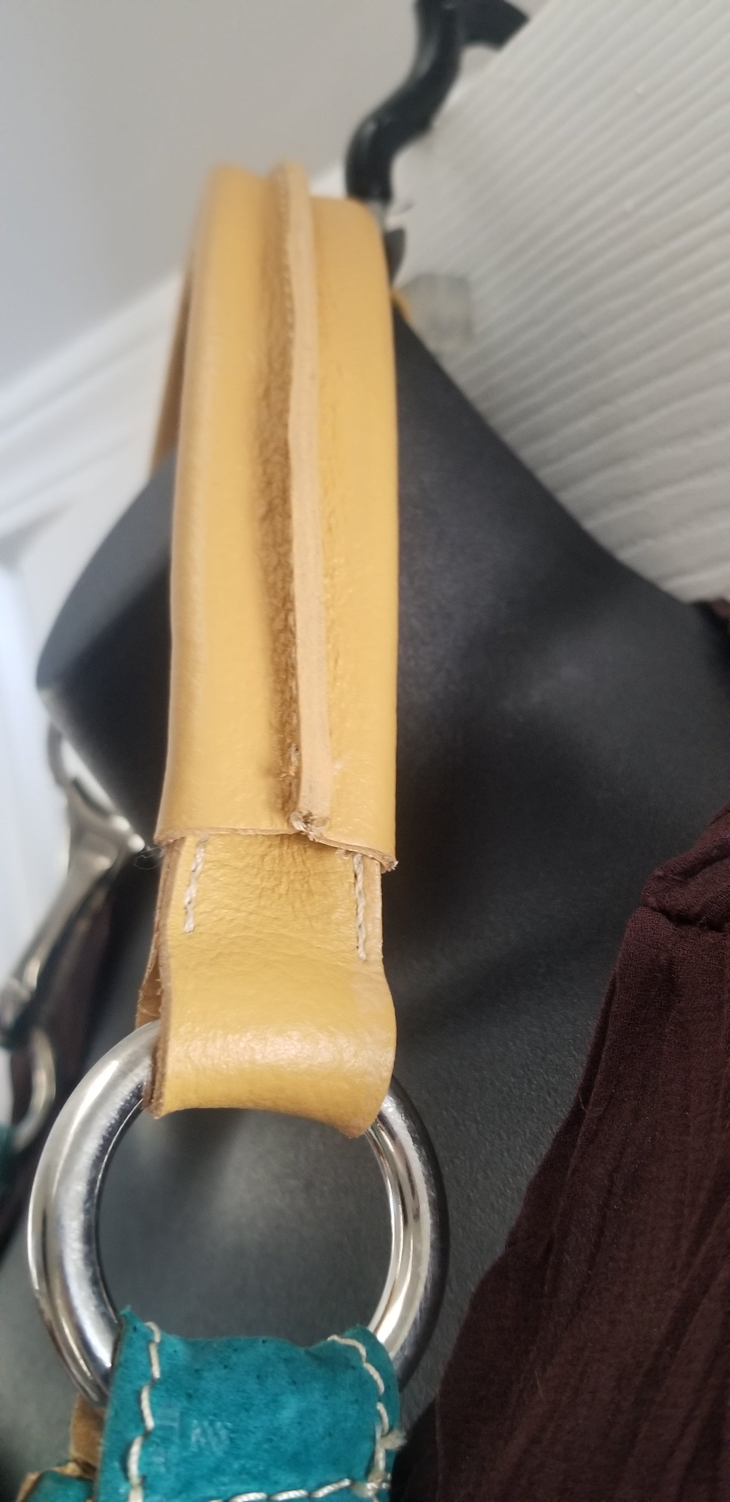 Paravidino women's handbag green suede genuine leather trim hobo