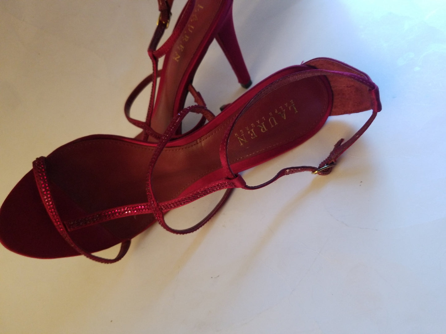 Lauren Ralph Lauren women's shoes red open toe size 8.5 B