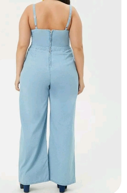 Women's jumpsuit denim blue Chambray size 2X
