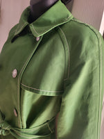 Ann Taylor LOFT women's coat green silver hardware belt size 2