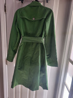 Ann Taylor LOFT women's coat green silver hardware belt size 2