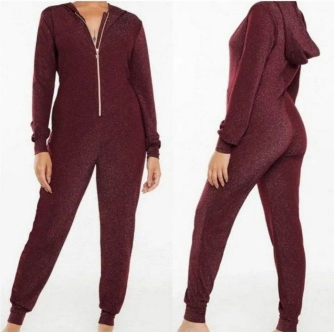 Savage by Fenty women's jumpsuit red onesie hood Rise and Shine size XL