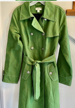 Ann Taylor LOFT women's coat green silver hardware belt size 2