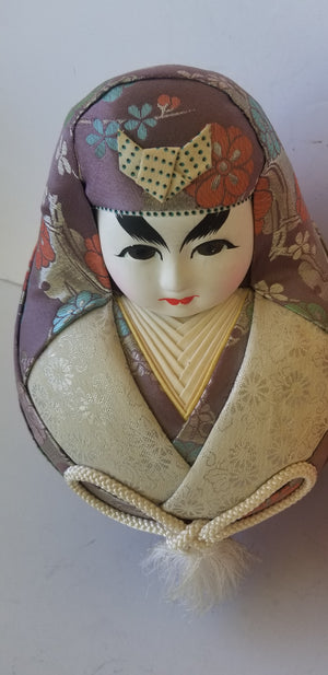 Emperor and Empress silk fabric handmade multicolor ginger jar style dolls