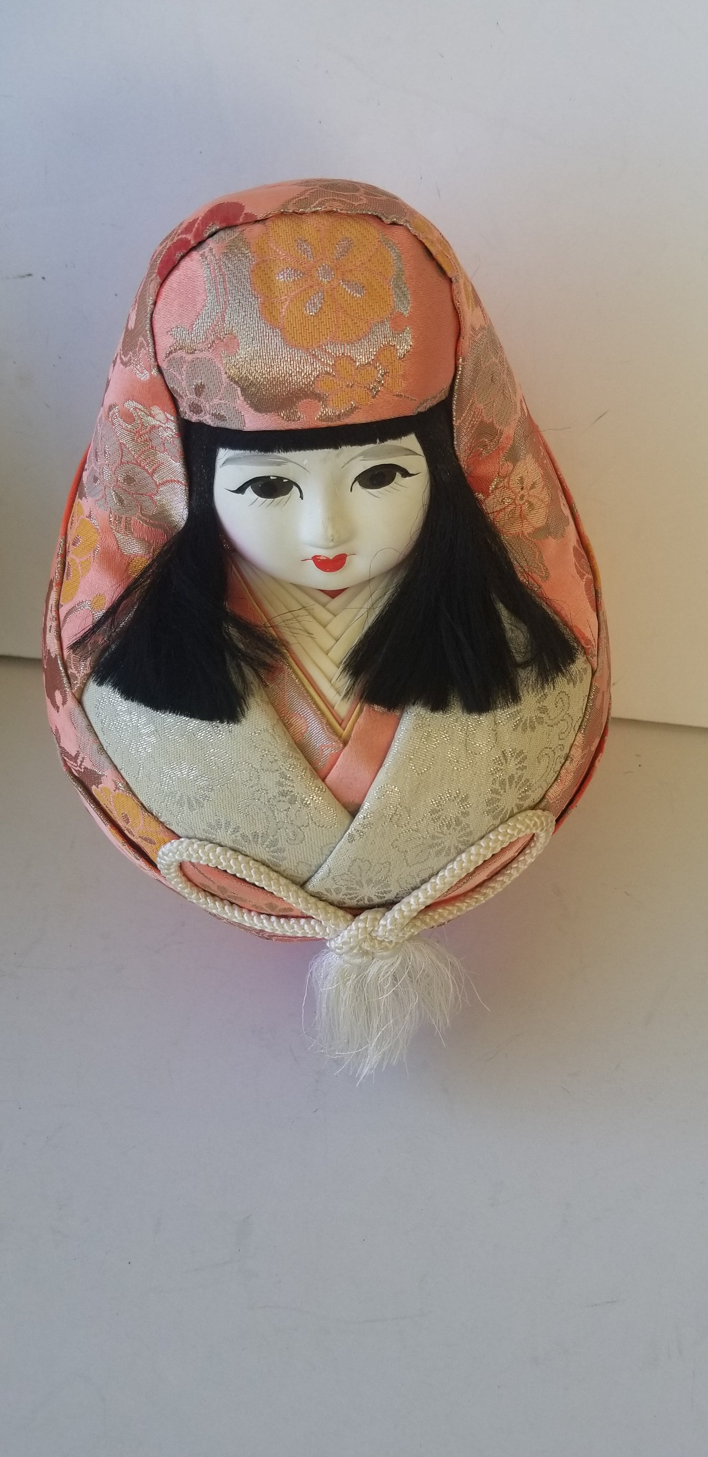 Emperor and Empress silk fabric handmade multicolor ginger jar style dolls