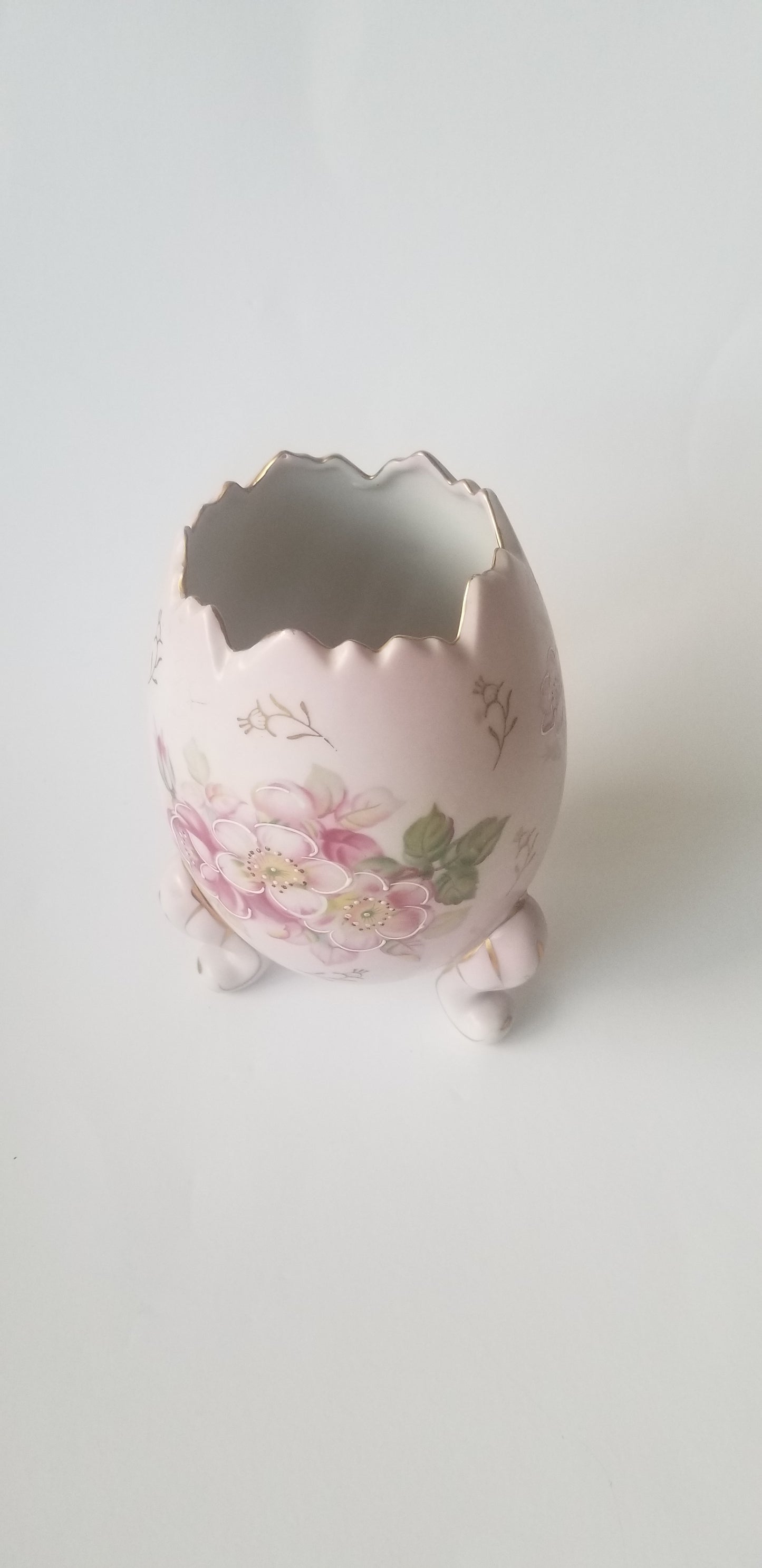 Inarco egg vase pink gold gilt