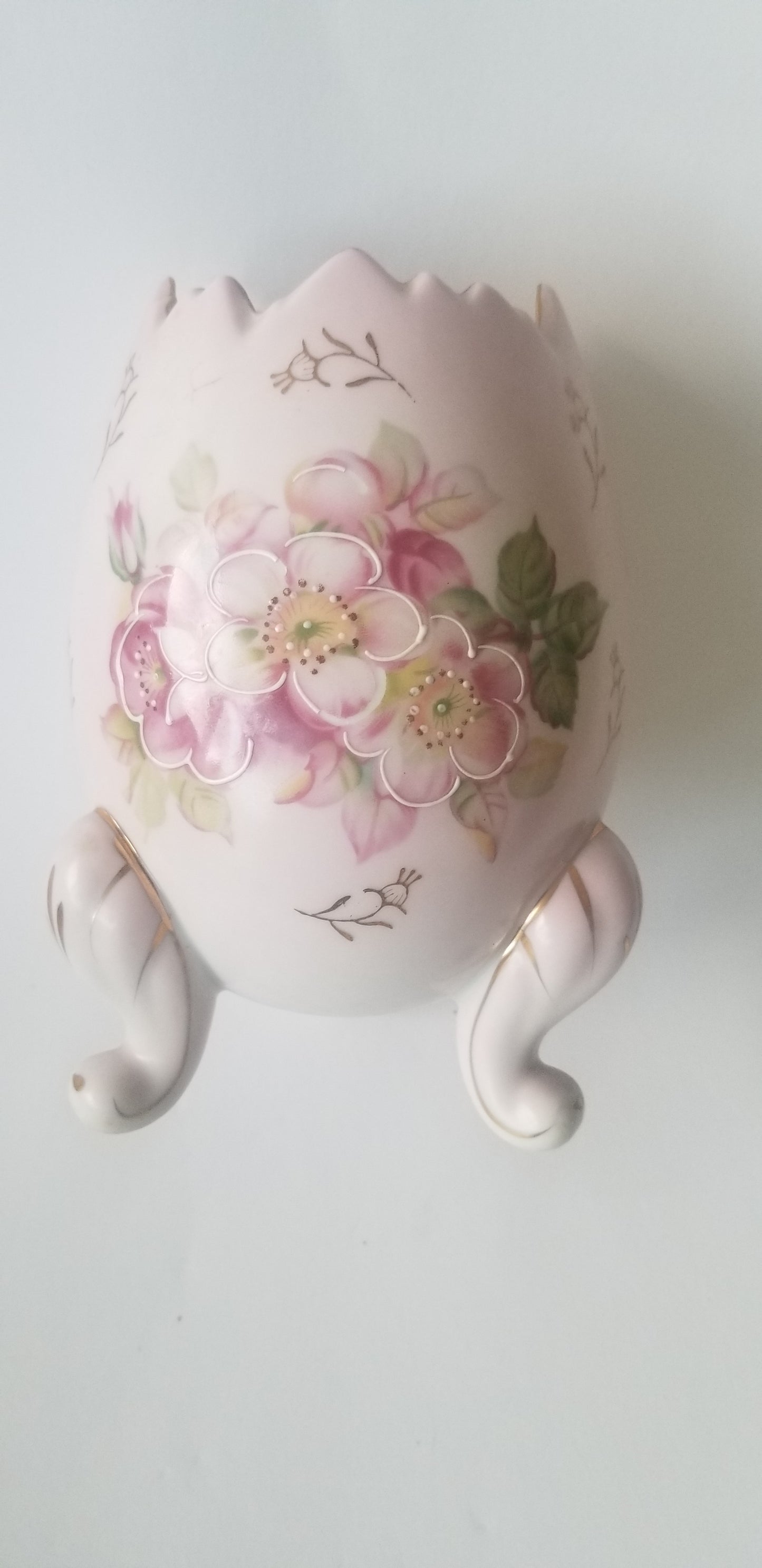 Inarco egg vase pink gold gilt