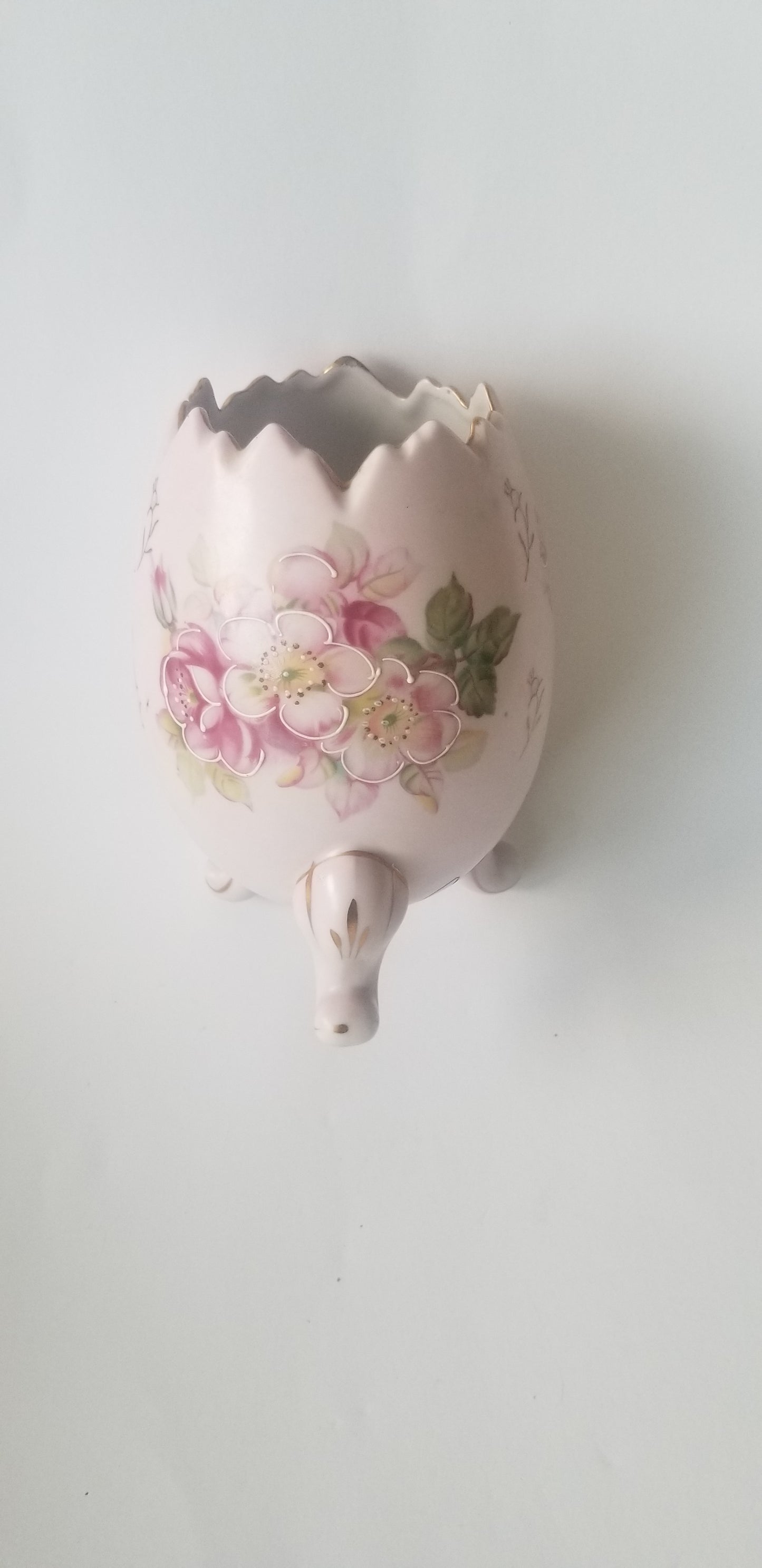 Inarco egg vase pink gold gilt