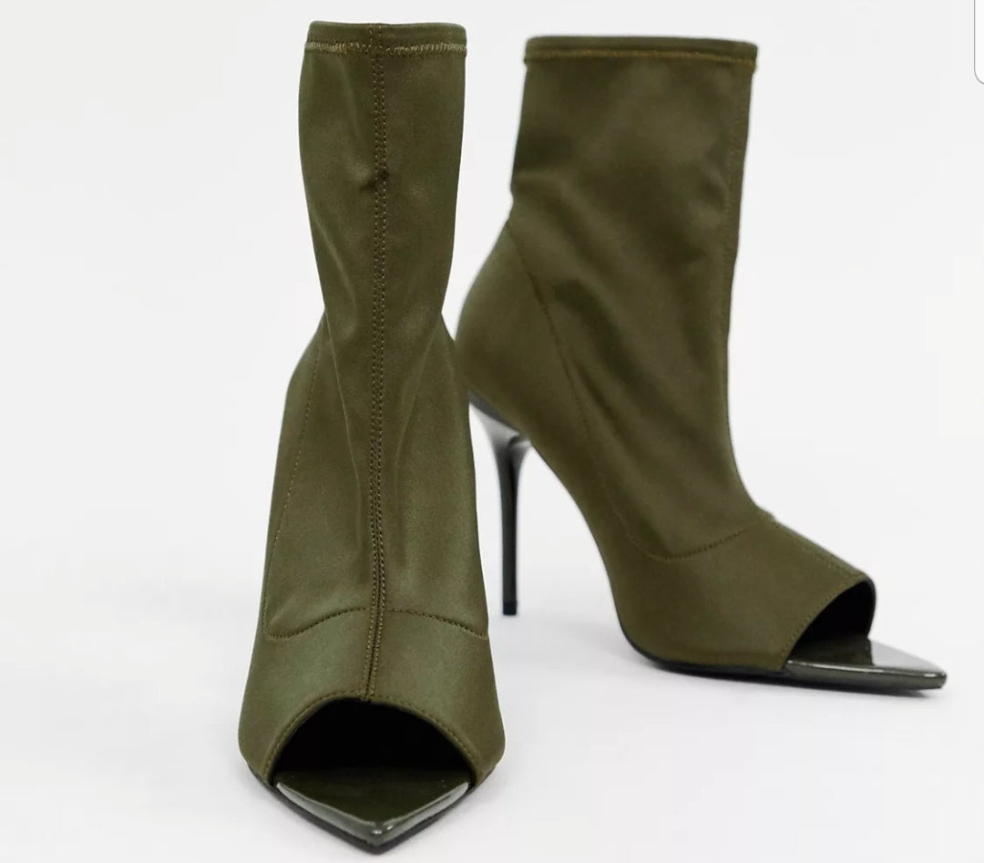 Asos women's ankle boots green sock boots size 5