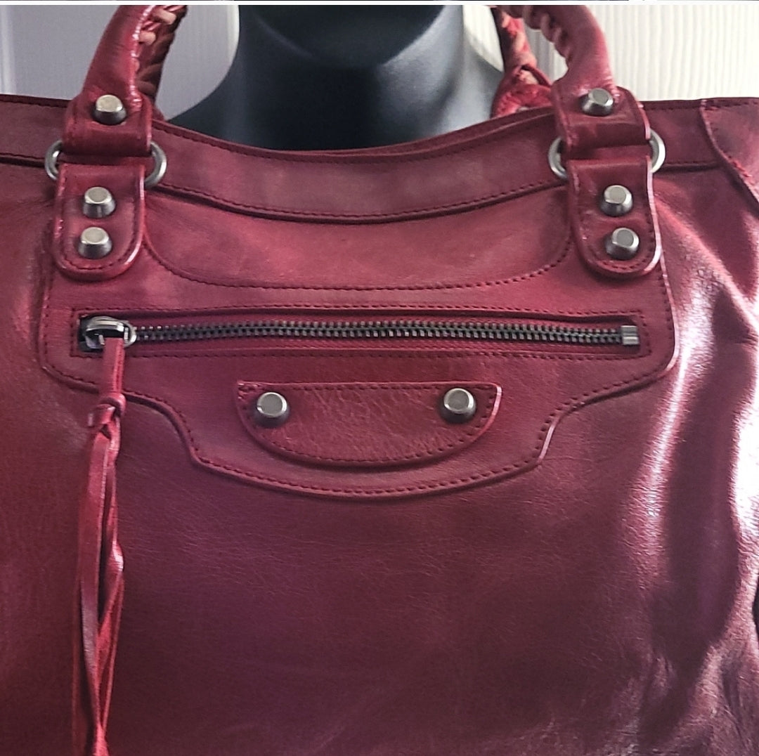 Women's handbag red leather City Bag large