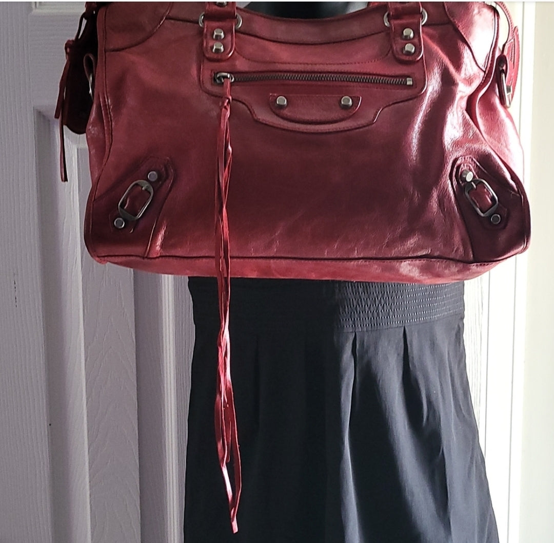 Women's handbag red leather City Bag large