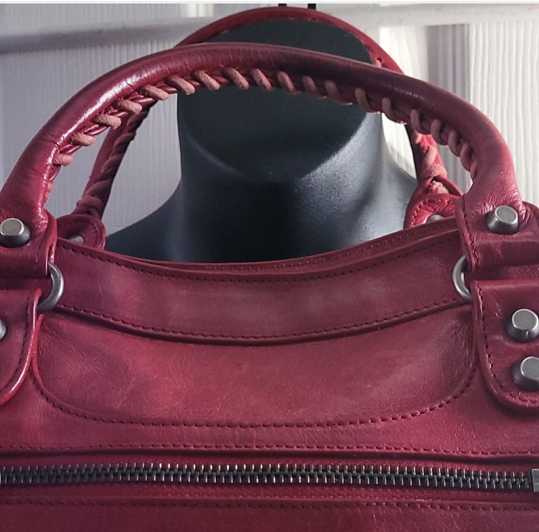 Balenciaga women's handbag red leather City Bag large