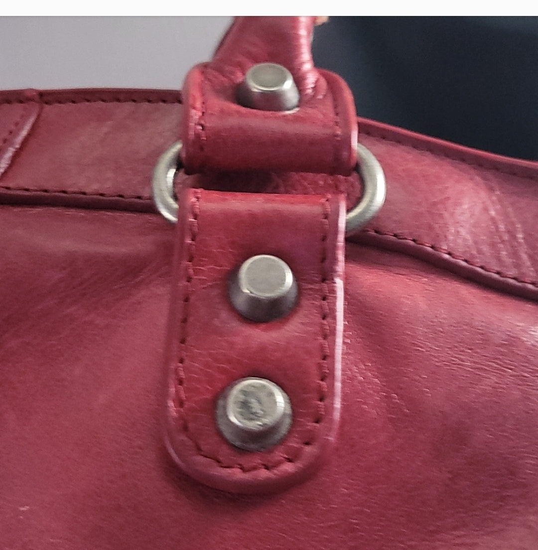 Balenciaga women's handbag red leather City Bag large